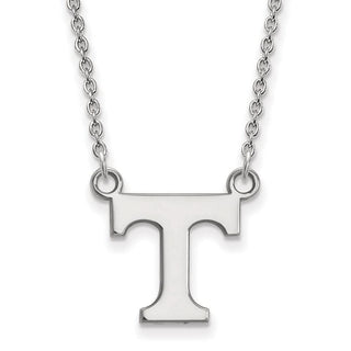 14k White Gold LogoArt University of Tennessee Letter T Small Pendant 18 inch Necklace