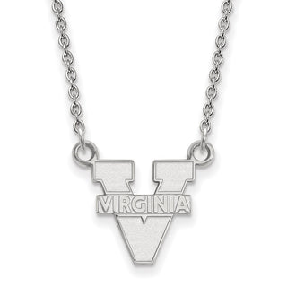 Sterling Silver Rhodium-plated LogoArt University of Virginia Small Pendant 18 inch Necklace