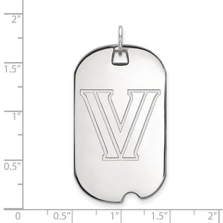 14k White Gold LogoArt Villanova University Letter V Large Dog Tag Pendant