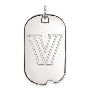 10k White Gold LogoArt Villanova University Letter V Large Dog Tag Pendant