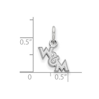 Sterling Silver Rhodium-plated LogoArt College of William and Mary Extra Small Pendant