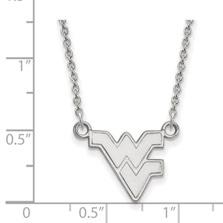 14k White Gold LogoArt West Virginia University W-V Small Pendant 18 inch Necklace