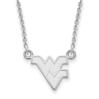 Sterling Silver Rhodium-plated LogoArt West Virginia University W-V Small Pendant 18 inch Necklace
