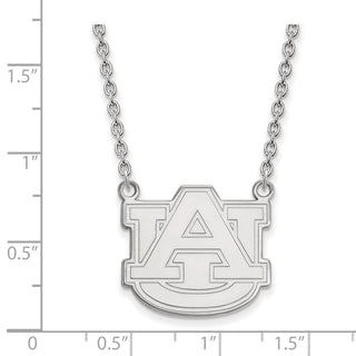 10k White Gold LogoArt Auburn University Large Pendant 18 inch Necklace