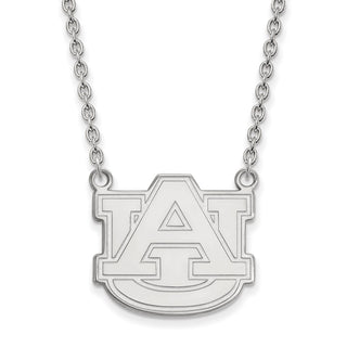 10k White Gold LogoArt Auburn University Large Pendant 18 inch Necklace