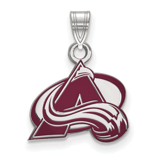 Sterling Silver Rhodium-plated NHL LogoArt Colorado Avalanche Letter A Small Enameled Pendant