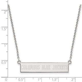 Sterling Silver Rhodium-plated NHL LogoArt Columbus Blue Jackets Small Bar 18 inch Necklace