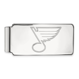 Sterling Silver Rhodium-plated NHL LogoArt St. Louis Blues Money Clip