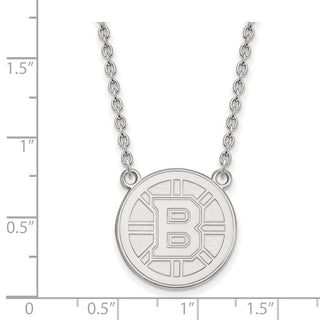 10k White Gold NHL LogoArt Boston Bruins Large Pendant 18 inch Necklace 1W016BRI-18