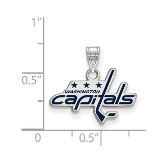Sterling Silver Rhodium-plated NHL LogoArt Washington Capitals Small Enameled Pendant
