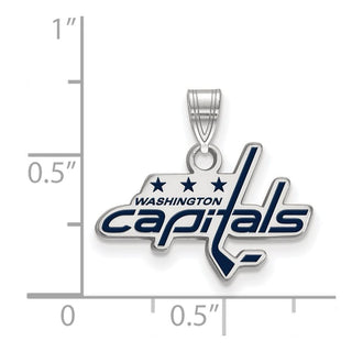 Sterling Silver Rhodium-plated NHL LogoArt Washington Capitals Small Enameled Pendant