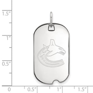 Sterling Silver Rhodium-plated NHL LogoArt Vancouver Canucks Small Dog Tag Pendant