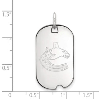 Sterling Silver Rhodium-plated NHL LogoArt Vancouver Canucks Small Dog Tag Pendant
