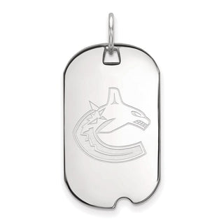 Sterling Silver Rhodium-plated NHL LogoArt Vancouver Canucks Small Dog Tag Pendant