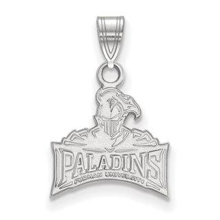 Sterling Silver Rhodium-plated LogoArt Furman University Paladins Small Pendant
