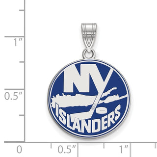 Sterling Silver Rhodium-plated NHL LogoArt New York Islanders Large Enameled Pendant