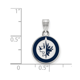Sterling Silver Rhodium-plated NHL LogoArt Winnipeg Jets Small Enameled Pendant