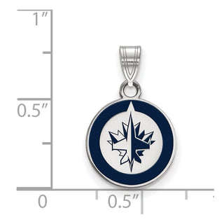 Sterling Silver Rhodium-plated NHL LogoArt Winnipeg Jets Small Enameled Pendant