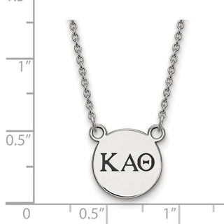Sterling Silver Rhodium-plated LogoArt Kappa Alpha Theta Sorority Greek Letters Small Black Enamel Pendant 18 inch Necklace