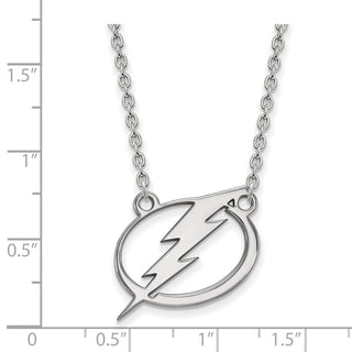 Sterling Silver Rhodium-plated NHL LogoArt Tampa Bay Lightning Large Pendant 18 inch Necklace
