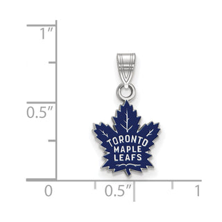 Sterling Silver Rhodium-plated NHL LogoArt Toronto Maple Leafs Small Enameled Pendant