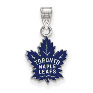 Sterling Silver Rhodium-plated NHL LogoArt Toronto Maple Leafs Small Enameled Pendant