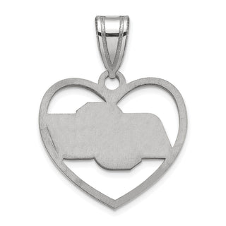 Sterling Silver Rhodium-plated LogoArt Oklahoma State University O-S-U Heart Pendant