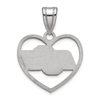 Sterling Silver Rhodium-plated LogoArt Oklahoma State University O-S-U Heart Pendant