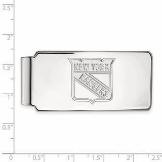 Sterling Silver Rhodium-plated NHL LogoArt New York Rangers Money Clip