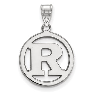 Sterling Silver Rhodium-plated LogoArt Rutgers University Letter R Medium Circle Pendant