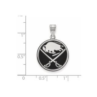Sterling Silver Rhodium-plated NHL LogoArt Buffalo Sabres Large Enameled Pendant