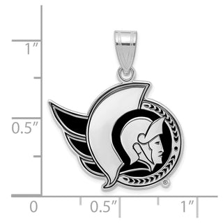 Sterling Silver Rhodium-plated NHL LogoArt Ottawa Senators Large Enameled Pendant