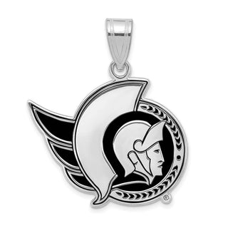 Sterling Silver Rhodium-plated NHL LogoArt Ottawa Senators Large Enameled Pendant