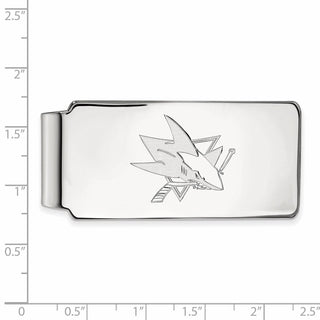 Sterling Silver Rhodium-plated NHL LogoArt San Jose Sharks Money Clip
