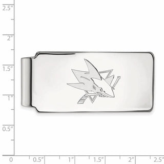 Sterling Silver Rhodium-plated NHL LogoArt San Jose Sharks Money Clip