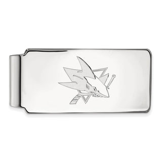 Sterling Silver Rhodium-plated NHL LogoArt San Jose Sharks Money Clip