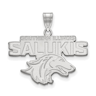 Sterling Silver Rhodium-plated LogoArt Southern Illinois University Salukis Large Pendant