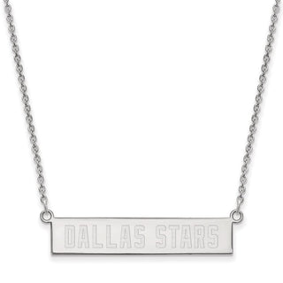 Sterling Silver Rhodium-plated NHL LogoArt Dallas Stars Small Bar 18 inch Necklace