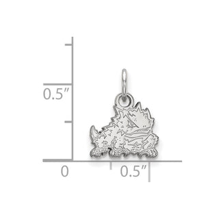 Sterling Silver Rhodium-plated LogoArt Texas Christian University Horned Frog Extra Small Pendant