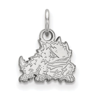 Sterling Silver Rhodium-plated LogoArt Texas Christian University Horned Frog Extra Small Pendant