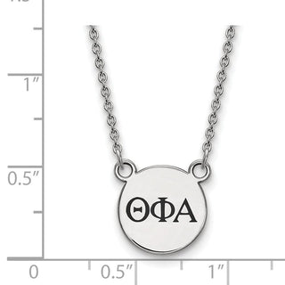 Sterling Silver Rhodium-plated LogoArt Theta Phi Alpha Sorority Greek Letters Small Black Enamel Pendant 18 inch Necklace