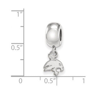 Sterling Silver Rhodium-plated LogoArt Texas State University Bobcat Extra Small Dangle Bead Charm