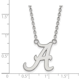 Sterling Silver Rhodium-plated LogoArt University of Alabama Letter A Large Pendant 18 inch Necklace