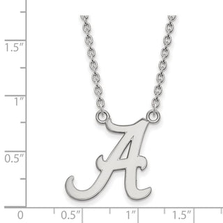 10k White Gold LogoArt University of Alabama Letter A Large Pendant 18 inch Necklace
