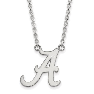 10k White Gold LogoArt University of Alabama Letter A Large Pendant 18 inch Necklace