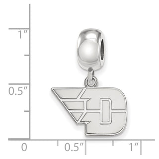 Sterling Silver Rhodium-plated LogoArt University of Dayton Small Dangle Bead Charm