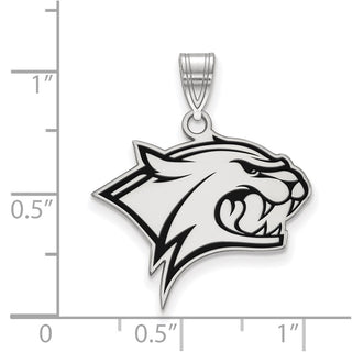 Sterling Silver Rhodium-plated LogoArt University of New Hampshire Wildcat Large Enameled Pendant