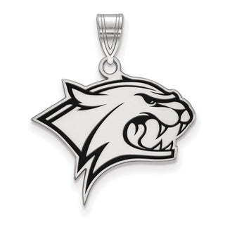 Sterling Silver Rhodium-plated LogoArt University of New Hampshire Wildcat Large Enameled Pendant