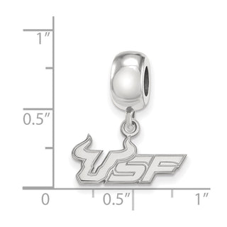 Sterling Silver Rhodium-plated LogoArt University of South Florida U-S-F Small Dangle Bead Charm