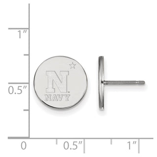 Sterling Silver Rhodium-plated LogoArt US Naval Academy Small Disc Post Earrings